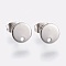 Non-Tarnish 304 Stainless Steel Stud Earring Findings, with Loop and Flat Plate, Ear Nuts/Earring Backs, Flat Round, Stainless Steel Color, 10x1mm, Hole: 1.2mm, Pin: 0.8mm