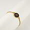 Flat Round with Letter Pattern 304 Stainless Steel Link Bracelets, Figaro Chains Bracelets for Women, with Shell, Gold, Letter O, 7-1/2 inch(19cm)
