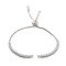 Brass Pave Clear Cubic Zirconia Square Slider Bracelet Making, Platinum, 7-1/4~7-1/2 inch(18.5~19cm), Hole: 1.8mm