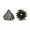 Brass Micro Pave Clear Cubic Zirconia Bead Caps, Multi-Petal, Antique Bronze, 12x10mm, Hole: 0.8mm