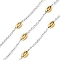Two Tone 304 Stainless Steel Satellite Chains, Unwelded, with Spool, Golden & Stainless Steel Color, 2x1.5x0.3mm, 7x4mm, about 32.81 Feet(10m)/Roll