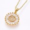 304 Stainless Steel Initial Pendant Necklaces, with Cubic Zirconia, Flat Round with Letter, Golden, Letter.G, 17.71 inch(45cm), Pendant: 22x16x3mm