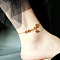 Stainless Steel Charm Anklets for Women, Real 18K Gold Plated, Flat Round, 8.27 inch(21cm)