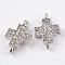 Alloy Rhinestone Links connectors, Cross, Platinum, 19.5x12.5x4mm, Hole: 2mm