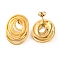 Ion Plating(IP) 304 Stainless Steel Stud Earrings, Oval with Multilayer, Real 14K Gold Plated, 29x22mm
