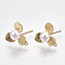 Brass Stud Earring Findings, Cadmium Free & Nickel Free & Lead Free, with Loop, ABS Plastic Imitation Pearl, Flower, Real 18K Gold Plated, 11x11.5mm, Hole: 1mm, Pin: 0.7mm