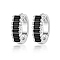 Cubic Zirconia Hoop Earrings, Rhodium Plated 925 Sterling Silver Earrings for Women, with S925 Stamp, Platinum, Black, 10x3mm
