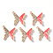 Alloy Enamel Pendants, with Rhinestone, Butterfly, Light Gold, Indian Red, 19x19x3mm, Hole: 1.4mm