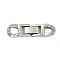 304 Stainless Steel Fold Over Clasps, Stainless Steel Color, 38x10x5mm, Hole: 6x4.5mm
