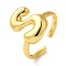 Initials Brass Open Cuff Ring for Women, Cadmium Free & Nickel Free & Lead Free, Letter S, 17x12.5mm, Adjustable