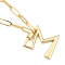 Brass Screw Carabiner Lock Pendant Necklaces, Initial Necklaces, with Paperclip Chains, Letter, Golden, Letter.M, 18.03 inch(45.8cm), Letter M: 29.5x30.5x2.7mm
