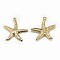 Brass Pendants, Cadmium Free & Nickel Free & Lead Free, Starfish/Sea Stars, Real 18K Gold Plated, 22x21x2mm, Hole: 1mm