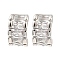 Brass Pave Clear Cubic Zirconia Curved Rectangle Stud Earrings for Women, Platinum, 7x4mm
