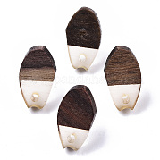 Серьги-гвоздики из прозрачной смолы и орехового дерева MAK-N032-010A-A03