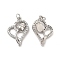Brass Micro Pave Clear Cubic Zirconia Pendants, Cadmium Free & Nickel Free & Lead Free, with Jump Ring, Heart with Tulip Flower Charms, Platinum, 22x16x4mm, Hole: 3.5mm