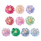 Transparent Glass Pendants, Flower Charm, with Shell Pearl Beads and 304 Stainless Steel Loops, Mixed Color, 29.5x30x12.5mm, Hole: 5.5mm