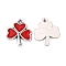 Alloy Enamel Pendants, Irish Charms, Shamrock, Antique Silver, Red, 20x17x1.5mm, Hole: 2mm