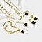 Rectangle Brass Pendant Necklaces & Stud Dangle Earrings & Charm Bracelets & Rings Sets, Golden, 400mm