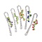 Mixed Natural Gemstone Bead Pendant Bookmarks with Acrylic Leaf, Flower Pattern Alloy Bookmark, 124mm