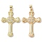 Brass Micro Pave Cubic Zirconia Pendants, Cadmium Free & Nickel Free & Lead Free, Cross, Real 18K Gold Plated, 34x22x3mm, Hole: 5x3.5mm