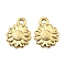 304 Stainless Steel Charms, Flower Charm, Real 18K Gold Plated, 13.5x10.5x1.5mm, Hole: 1.4mm