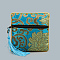 Chinese Style Square Cloth Zipper Pouches, with Random Color Tassels and Auspicious Clouds Pattern, Deep Sky Blue, 12~13x12~13cm