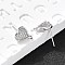 Heart Brass Micro Pave Cubic Zirconia Ear Studs, Long-Lasting Plated, Lead Free & Cadmium Free, Rack Plating, Platinum, 10x8mm