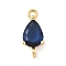 Brass Pave Cubic Zirconia Connector Charms, Teardrop Links, Real 18K Gold Plated, Long-Lasting Plated, Cadmium Free & Lead Free, Rack Plating, Blue, 14x6.5x4.5mm, Hole: 1.2mm