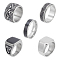 5Pcs 5 Styles 304 Stainless Steel Sailor's Knot Rotating Finger Rings, Stainless Steel Signet Rings, Mixed Color, Inner Diameter: 17.8~18mm, 1Pc/style