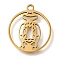 201 Stainless Steel Pendants, Flat Round Charms, Golden, 17x15x1mm, Hole: 1.5mm