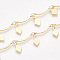 Handmade Brass Scalloped Bar Chains, with Rhombus Charm and Spool, Soldered, Nickel Free, Real 18K Gold Plated, 15x2.5x1mm, about 32.8 Feet(10m)/roll