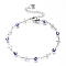 304 Stainless Steel Link Bracelets, with Enamel and Lobster Claw Clasps, Evil Eye & Cross, Blue, Stainless Steel Color, 7-7/8 inch(20cm)