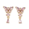 Brass Micro Pave Clear Cubic Zirconia Pendants, Cadmium Free & Nickel Free & Lead Free, Butterfly, Real 18K Gold Plated, 21.5x13x4mm, Hole: 1.8mm