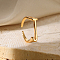 Alloy Adjustable Open Cuff Rings, Real 18K Gold Plated, Letter J, Inner Diameter: Adjustable