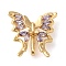 3 Hole Brass Micro Pave Cubic Zirconia Multi-Strand Links, Cadmium Free & Nickel Free & Lead Free, Butterfly, Real 18K Gold Plated, Lilac, 16x16x6mm, Hole: 1.6mm