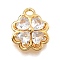 Brass Micro Pave Cubic Zirconia Pendants, Clover Charms, Real 18K Gold Plated, 13x11x4mm, Hole: 1.8mm