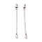 925 Sterling Silver Chain Extenders, with Lobster Claw Clasps & Charms, Teardrop, Antique Silver, 65x2.5mm, Hole: 2.4mm