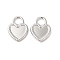 Non-Tarnish 304 Stainless Steel Pendants, Heart Charms, Stainless Steel Color, 18x14x3mm, Hole: 4.5x5mm