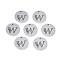 Non-Tarnish 304 Stainless Steel Charms, Laser Cut, Designed Letter Engraved, Flat Round, Stainless Steel Color, Letter.W, 14x1mm, Hole: 1.2mm