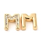 Brass Micro Pave Cubic Zirconia Beads, Cadmium Free & Nickel Free & Lead Free, Real 18K Gold Plated, Letter M, 8.5x8x3.5mm, Hole: 1.2mm