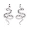 304 Stainless Steel Pendants, Snake Charm, Anti-Tarnish, Stainless Steel Color, 39x17.5x1.5mm, Hole: 1.5~1.6mm