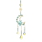 Natural Aquamarine & Glass Pendants Decoration, with 304 Stainless Steel Split Rings, Moon & Sun, 300mm