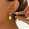 Elegant and Versatile 201 Stainless Steel Hoop Earrings, Oval with Virgin Mary Charm, Real 18K Gold Plated, 28x10mm