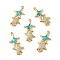 Rack Plating Brass Micro Pave Clear Cubic Zirconia Connector Charms, Star Links with Synthetic Opal, Lead Free & Cadmium Free, Long-Lasting Plated, Real 18K Gold Plated, 28.5x13.5x3.1mm, Hole: 1.4mm