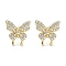 Rack Plating Brass Micro Pave Clear Cubic Zirconia Stud Earrings for Women, Cadmium Free & Lead Free, Long-Lasting Plated, Bowknot, Real 18K Gold Plated, 12x11.5mm
