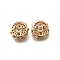 Brass Micro Pave Magenta Cubic Zirconia Beads, Cadmium Free & Nickel Free & Lead Free, God of Wealth Zaki Ram, Real 18K Gold Plated, 11.5x10.5x6mm, Hole: 1.8mm