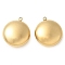 304 Stainless Steel Pendants, Manual Polishing, Golden, Ion Plating(IP), Flat Round, 19.5x17x8mm, Hole: 1.4mm