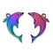 Ion Plating(IP) 304 Stainless Steel Pendants, Dolphin Charm, Rainbow Color, 21.5x14x1.5mm, Hole: 1.8mm