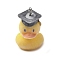 Flocky Resin Pendants, Duck, with Platinum Iron Loop, Yellow, 28x19.5x22mm, Hole: 2mm