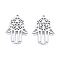 Non-Tarnish 201 Stainless Steel Pendant, Hollow Charms, Hamsa Hand/Hand of Miriam with Flower, Stainless Steel Color, 27x19x1.5mm, Hole: 1.4mm